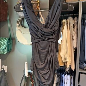 Abercrombie & Fitch Off the Shoulder Black Ruched Bodysuit